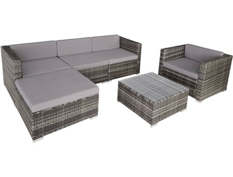 Conjunto de Jardín TECTAKE Milano (Gris - Poli Ratán - 66x76x65 cm)