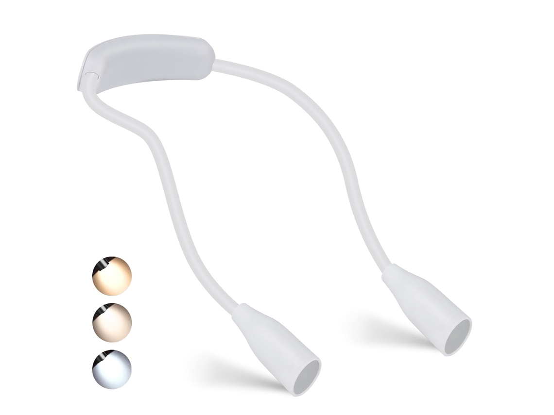 Luz De Lectura Led (blanca), Cuello De Lámpara Flexible De 360°, Luz Nocturna Recargable Por Usb, Batería De Litio Incorporada