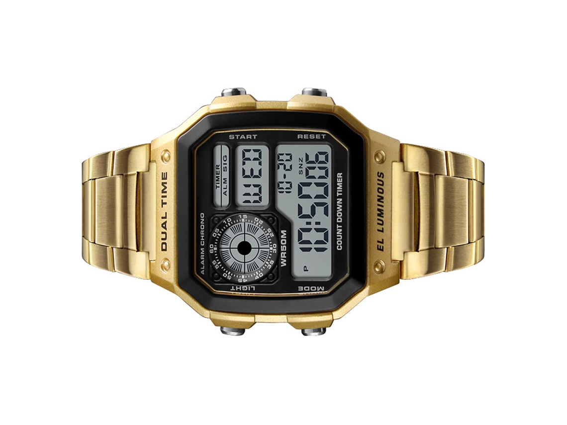Reloj Deportivo Hombre Acero Inoxidable 5atm Resistente Al Agua Cronógrafo Digital