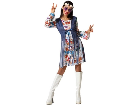 Disfraz de Mujer ATOSA Fantasía hippie blanca con estampado (Tam: M/L)