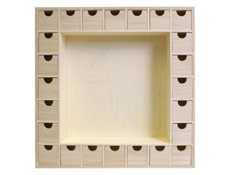 Calendario de Adviento cuadrado de madera 39 x 39 cm