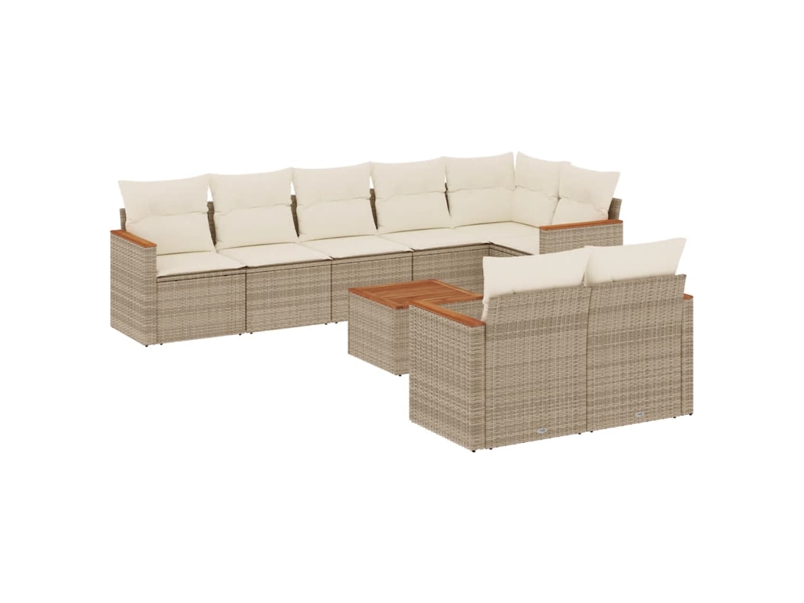 Maison Exclusive - Set De Sofás De Jardín 9 Pzas Con Cojines Ratán Sintético Beige