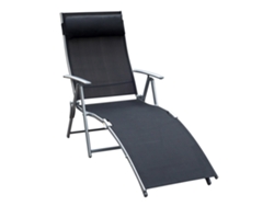 Silla Plegable De Jardín Con Cojín De Metal Negro, 137x64x101cm