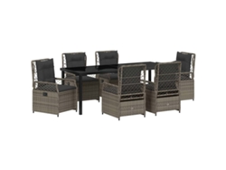Maison Exclusive - Conjunto De Comedor De Jardín 7 Pcs Gris Ratán Sintético