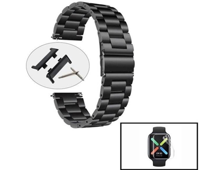 Correa + Herramienta + Protector Gel PHONECARE Acero Stainless Lux Oppo Watch 46mm Negro