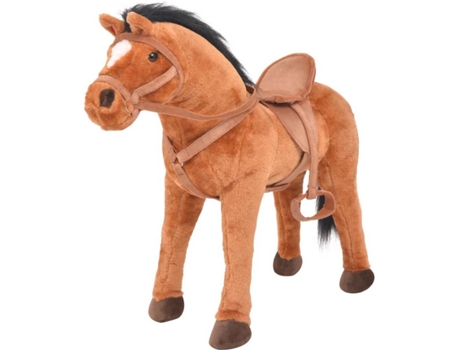 vidaXL Caballo de juguete de pie de peluche marrón