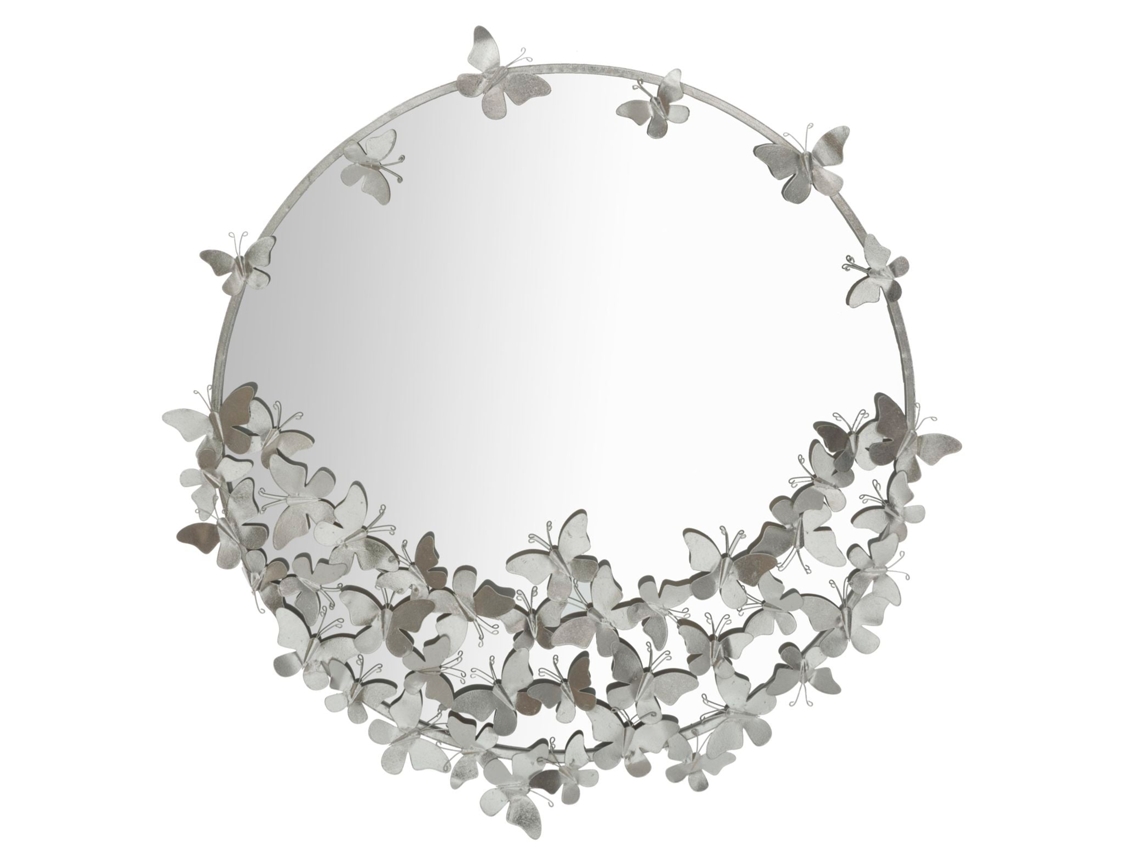 Espejo De Pared Mariposa Redondo Plata Cm Ø 91x3x94 Unico / Plata