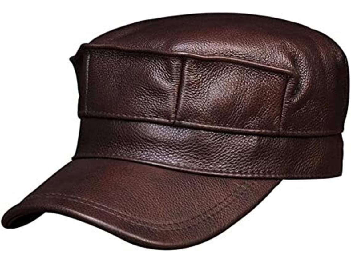 Casqueta de béisbol Véritable Cuir para hombre Plate Vache (camello grande) SFUSHOS (negro, Xl)