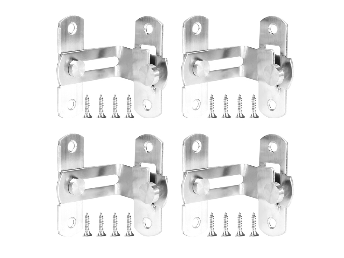 Juego de 4 pestillos de acero inoxidable de 90° con cerradura antirrobo para la seguridad del hogar | Sin marca