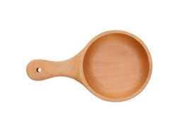 Tazón de madera con mango para fideos, ensalada, fruta, cereal, sopa, cocina, hogar