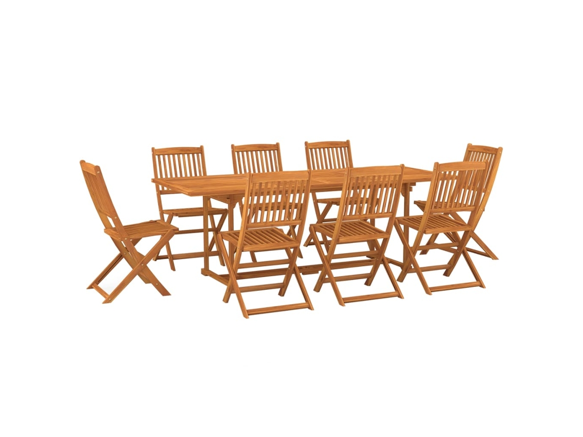Conjunto 9 comedor de jardín VIDAXL madera maciza acacia (220x90x75cm)