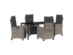 Conjunto de comedor de jardín vidaXL de 5 piezas de ratán polímero gris
