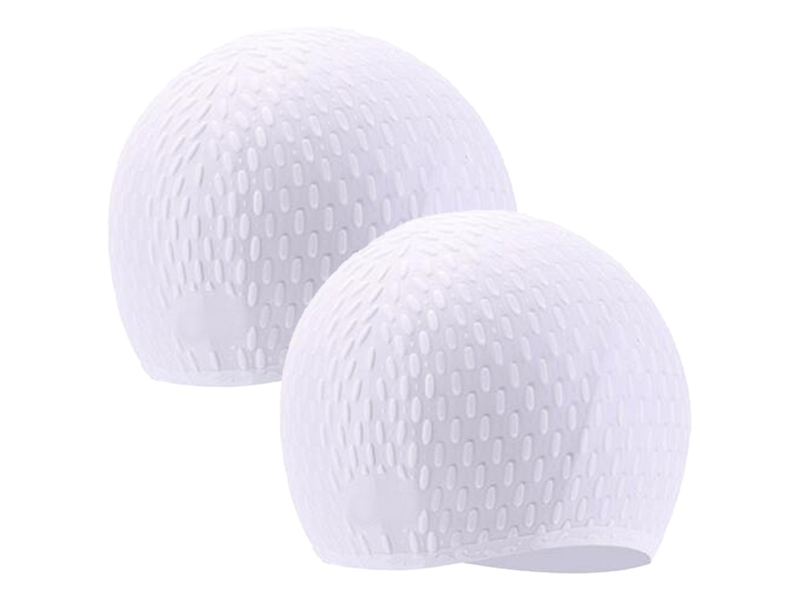 Pack de 2 gorros de natación de silicona con burbujas para reducir la fricción y cuidar tu peinado