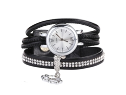 Reloj De Pulsera De Moda Para Mujer Con Correa De Cuero Sintético Y Exquisitos Diamantes De Imitación.