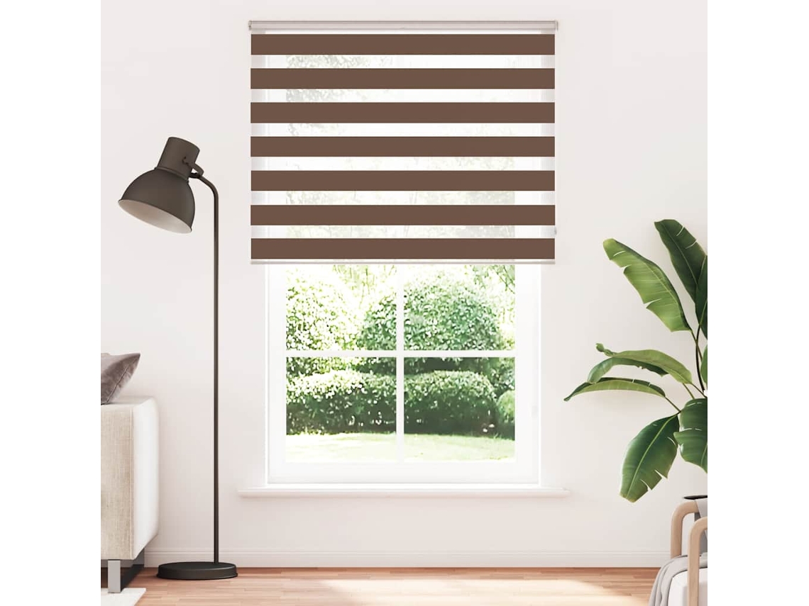 Maison Exclusive - Estor Cebra Marrón 150x200 Cm Tejido Ancho 145,9 Cm Poliéster