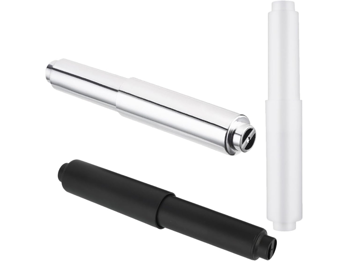 Juego De 3 Soportes Para Rollo De Papel Higiénico Con Resorte, Extensibles, De Metal Negro Mate.