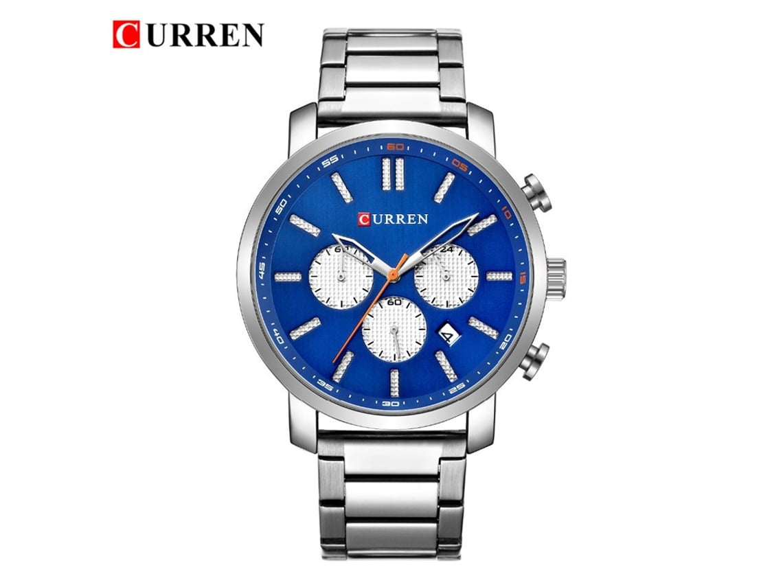 Reloj De Cuarzo Informal Para Hombre (azul Plateado), Reloj De Negocios Con Correa De Acero Inoxidable, Reloj Sencillo.