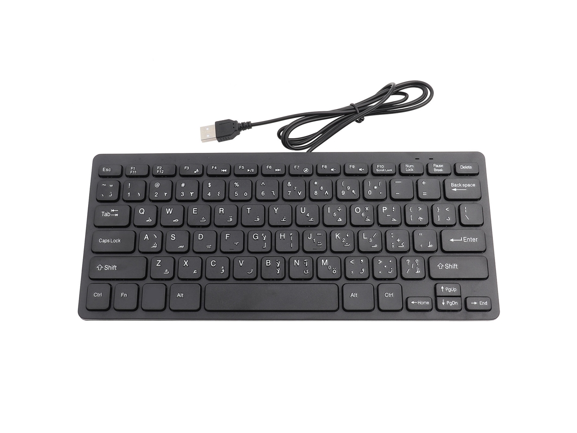 Teclado Árabe Mini Portátil Fio Usb Ultra Fino 78 Teclas Para Computador Desktop Silencioso