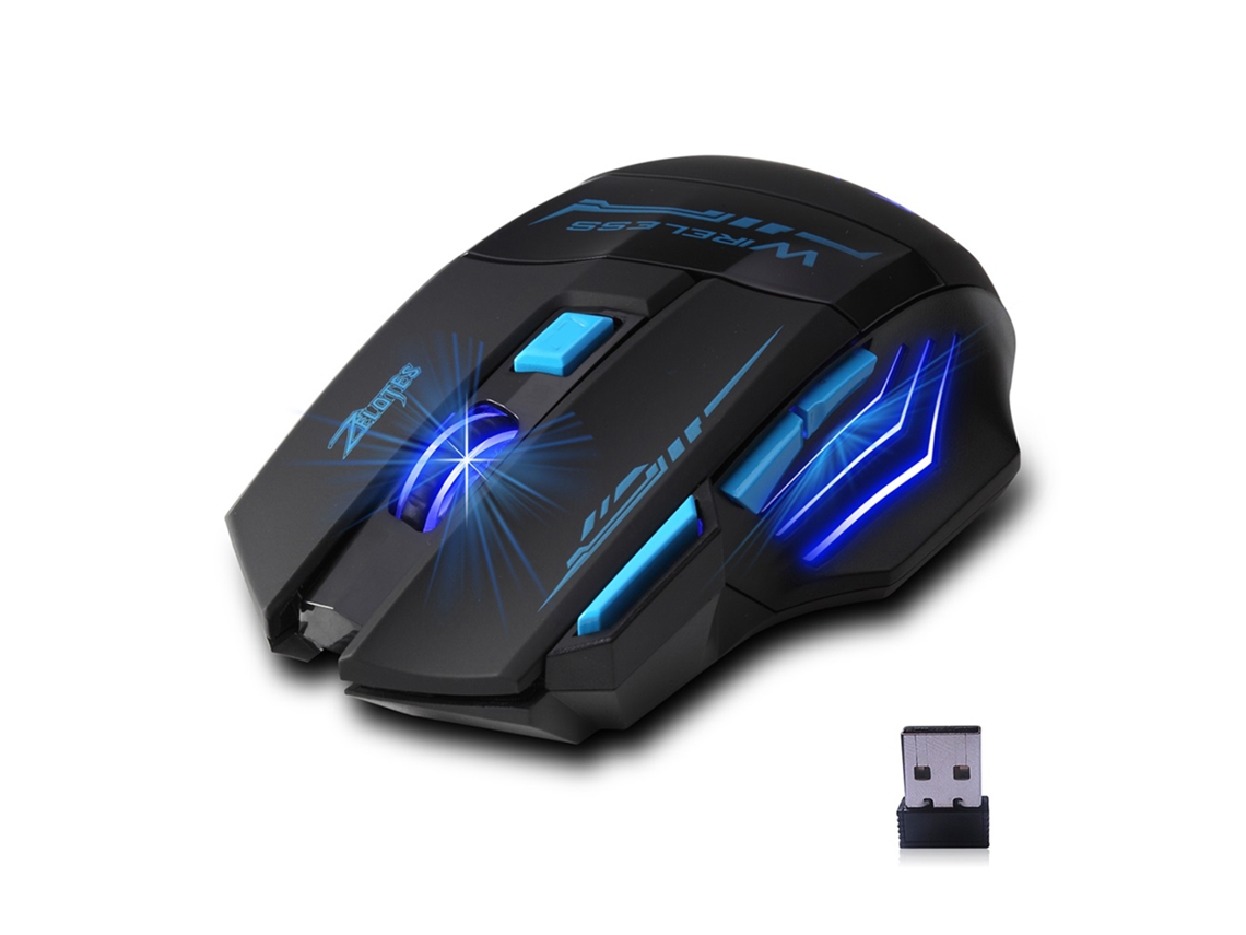 Ratón De Juegos Óptico Led Zelotes F14 Inalámbrico 2.4g 2400dpi Con 7 Botones Y Luces De Respiración