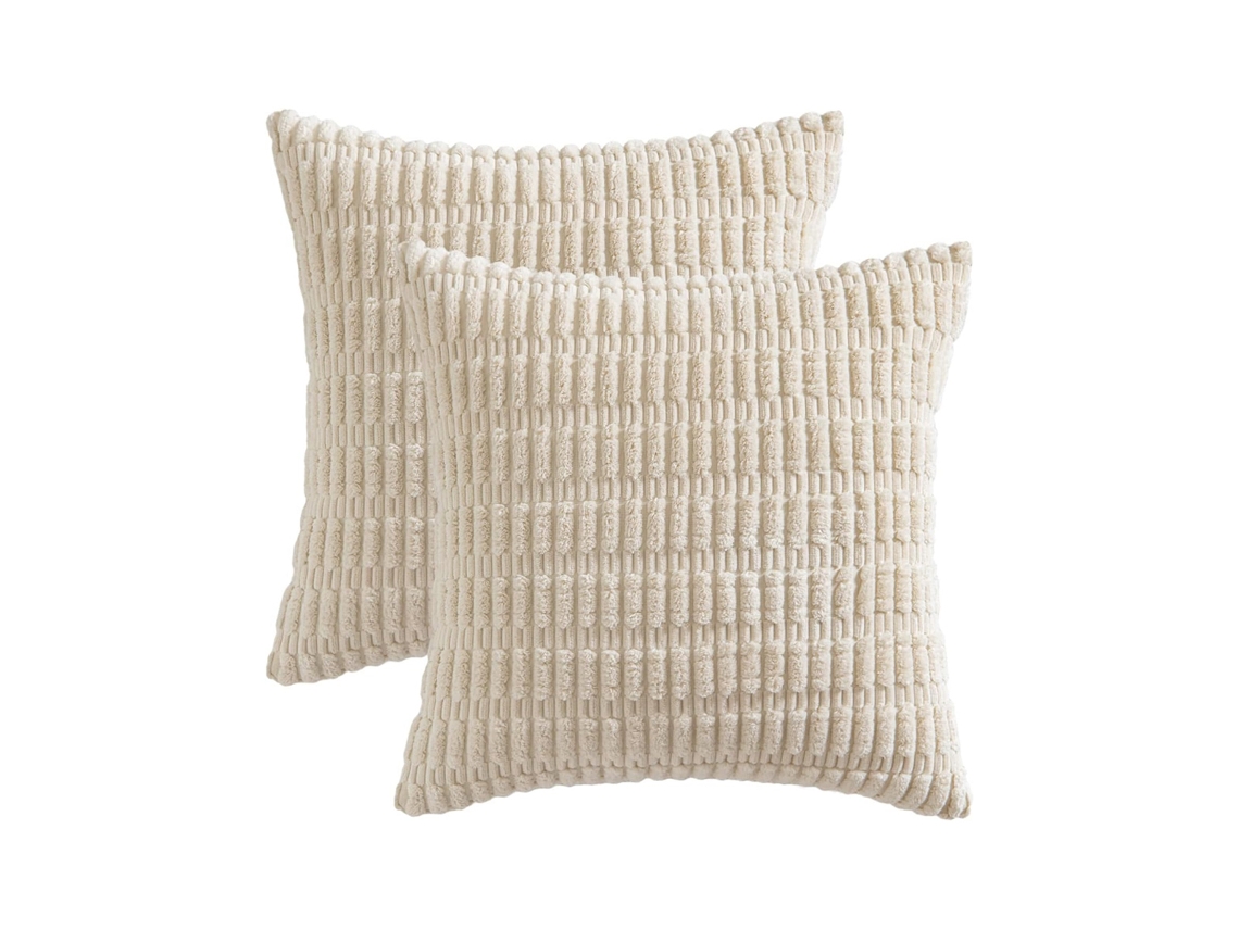 Juego De 2 Fundas De Almohada De Pana A Rayas, 45 X 45 Cm, Estilo Rústico Bohemio.