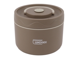 Caja De Almuerzo De Acero Inoxidable Aislada 550ml De 2 Pisos Apilable Redonda Estanca Para Bento Café Oscuro