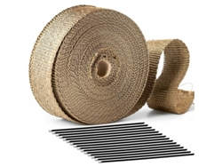 Cinta térmica para escape de 15 m 50 mm, cinta aislante negra para tubos de escape con 15 abrazaderas de manguera