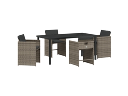 Conjunto 5 De Comedor De Jardín  De Vidaxl Con Cojines Gris Ratán Poliéster