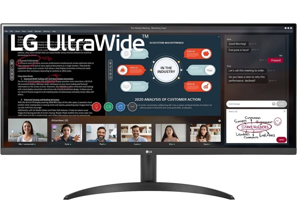 Monitor LG LG34WP500-B.AEU (34'' - UltraWide Full HD - 5 ms - 75 Hz - Negro)