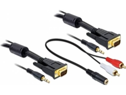 Adaptador DELOCK (VGA y Jack 3.5mm - VGA y Jack 3.5mm - 5 m - Negro)