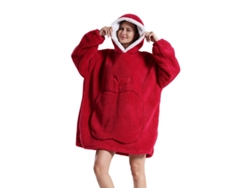 Manta Con Capucha, Sudadera Con Capucha De Felpa, Manta Ponible, Bata De Baño Unisex (roja) Cuich