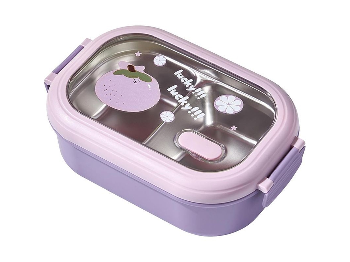 Fiambrera Isotérmica Con Compartimentos Extraíbles De Acero Inoxidable Morado Para El Trabajo.