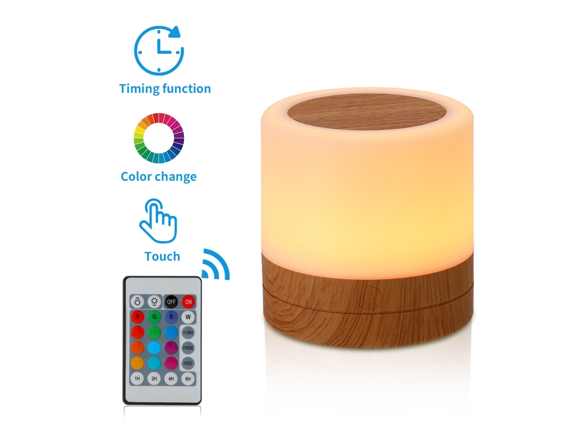 Abajur de Cabeceira Touch 7 Cores Rgb Regulável Led Luz Noturna 