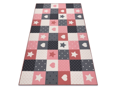 Alfombra Para Niños Stars Estrellas Rosado/Gris (300 x 300 cm)