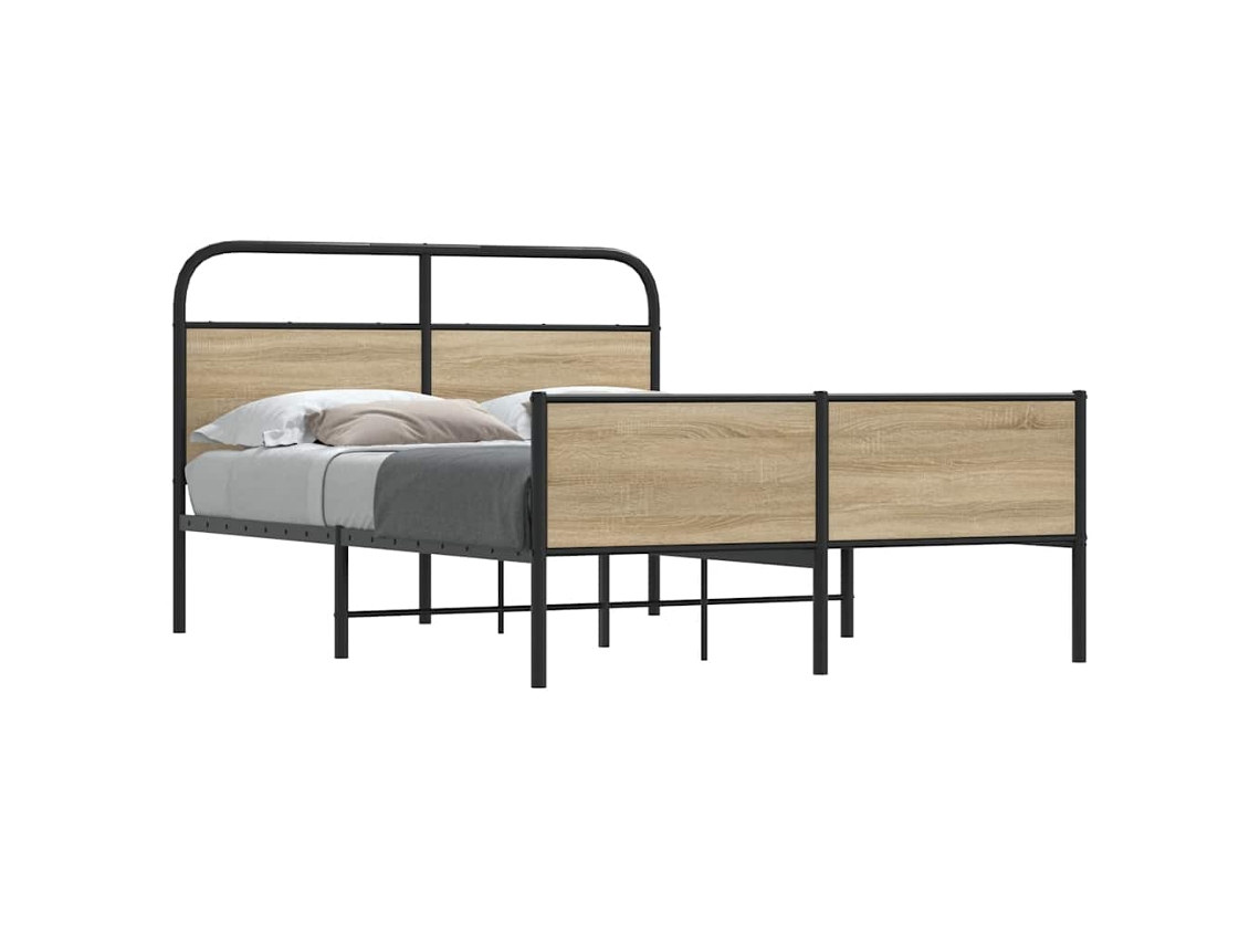 Estructura De Cama Sin Colchón 140x190 Cm Madera Roble Sonoma