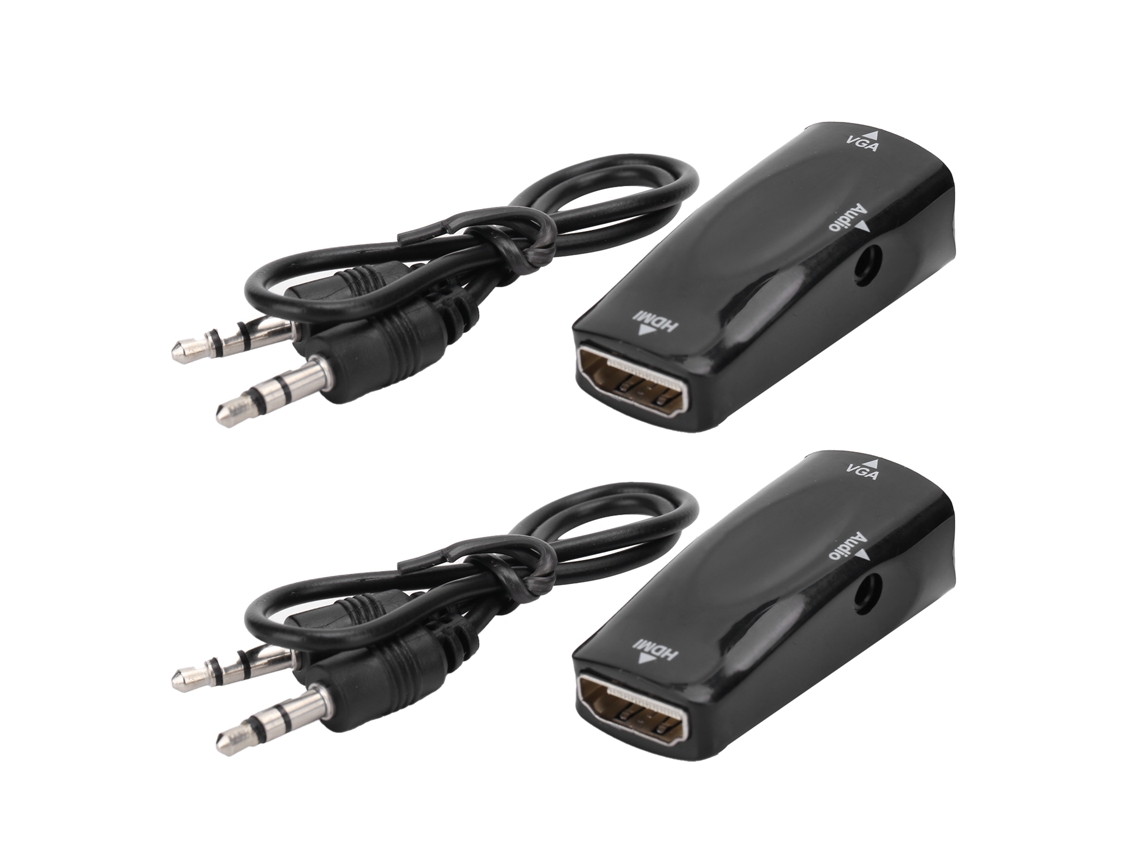 Convertidor De Vídeo Hdmi Hembra A Vga Hembra 1080p Con Salida De Audio De 3,5 Mm Para Portátil Y Teléfono Móvil (2 Unidades)