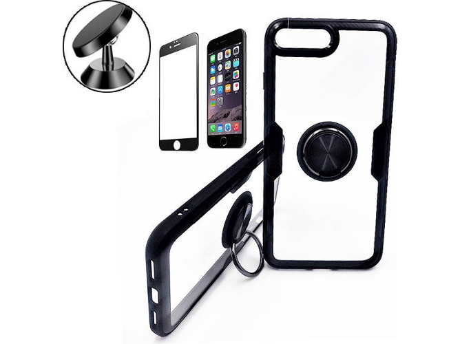Kit Funda, Protector de Cristal Templado 5D Full Cover y Soporte Magnetico iPhone SE 2020 Armor Transparente