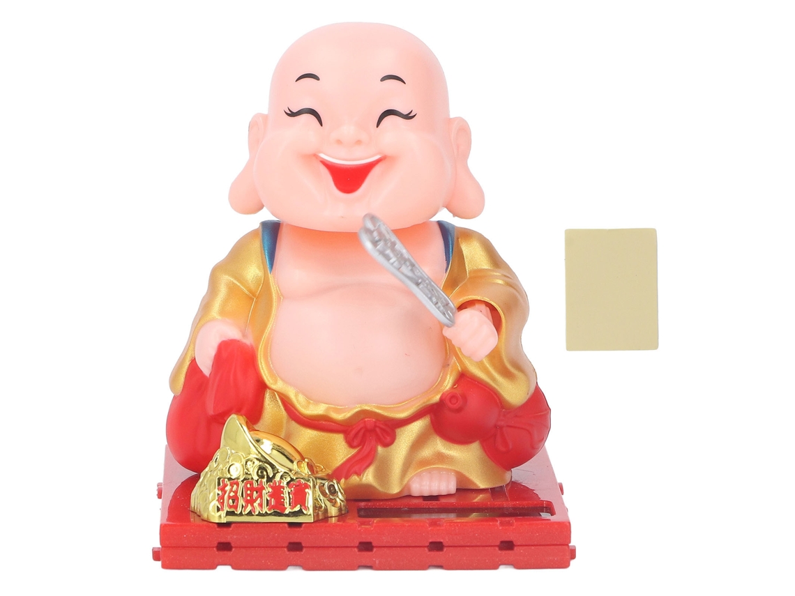 Adorno De Monje Buda Con Energía Solar Y Mano Que Se Mueve Automáticamente, Estatua Dorada Para El Hogar Y El Coche.