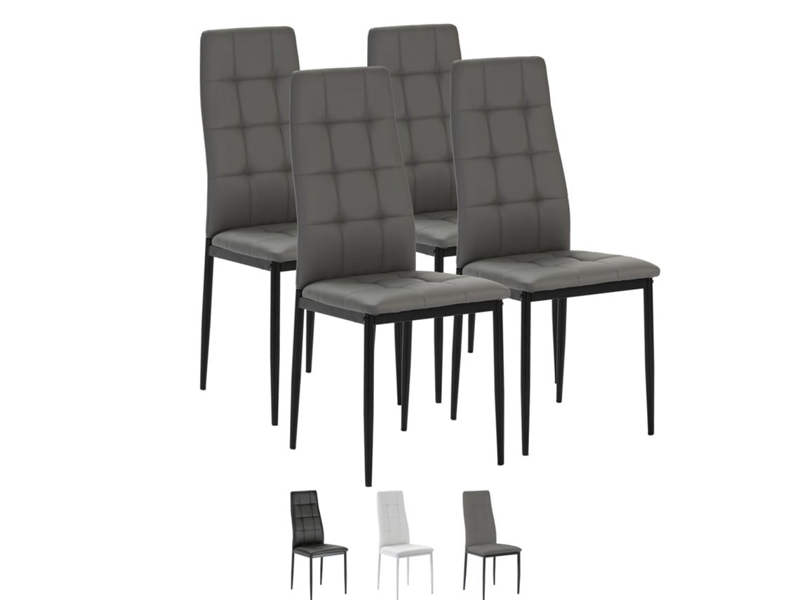 Conjunto de 4 Cadeiras Chelsea Estofadas Cinza 42 X 51 X X 97 Cm VS VENTA-STOCK