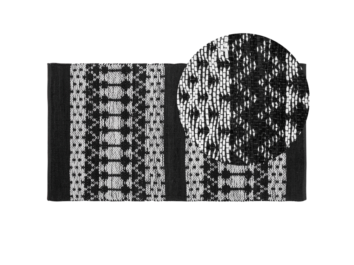 Alfombra BELIANI Sokun de Piel Negro 80x150