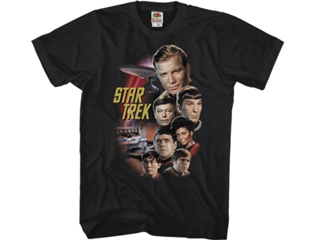Camiseta Unisexo DEEPSTONE Original Series Cast Star Trek Negro (S)