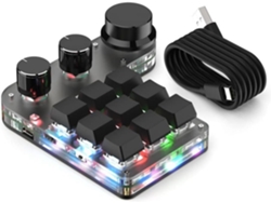Teclado Macro Mini Personalizable Con Intercambio En Caliente, 9 Teclas, 3 Botones, Rgb Programable, 18 Caracteres, Mecánico.