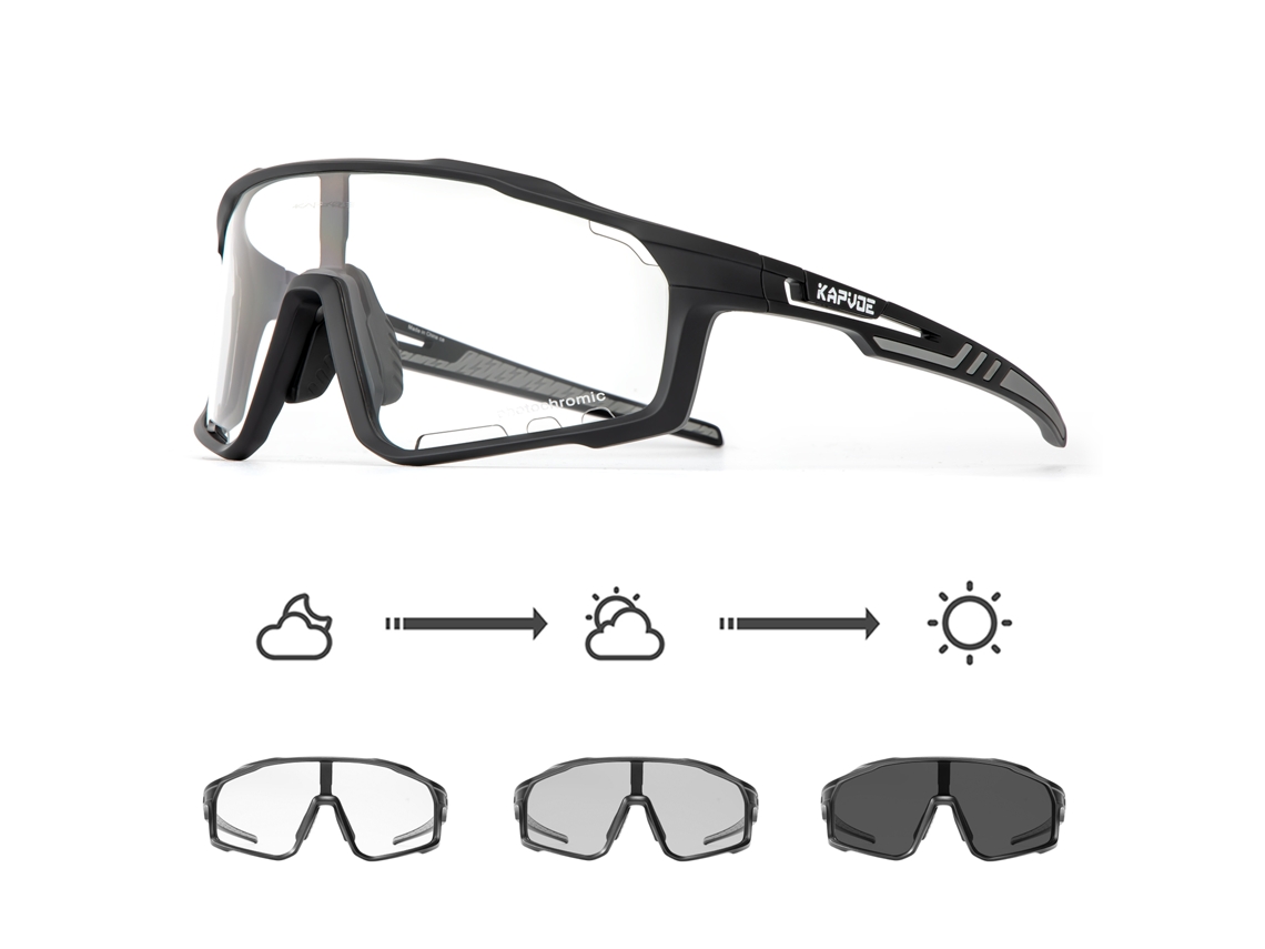 Gafas de ciclismo fotocromáticas unisex con protección UV400 MDUG (negro 1)