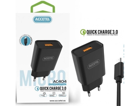 Kit Cargador para Samsung Galaxy S21 Plus 5G ACCETEL AC404B (2.1A - Type C - Negro)