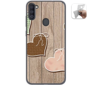 Carcasa Samsung Galaxy M11 TUMUNDOSMARTPHONE Corazones Madera Multicolor