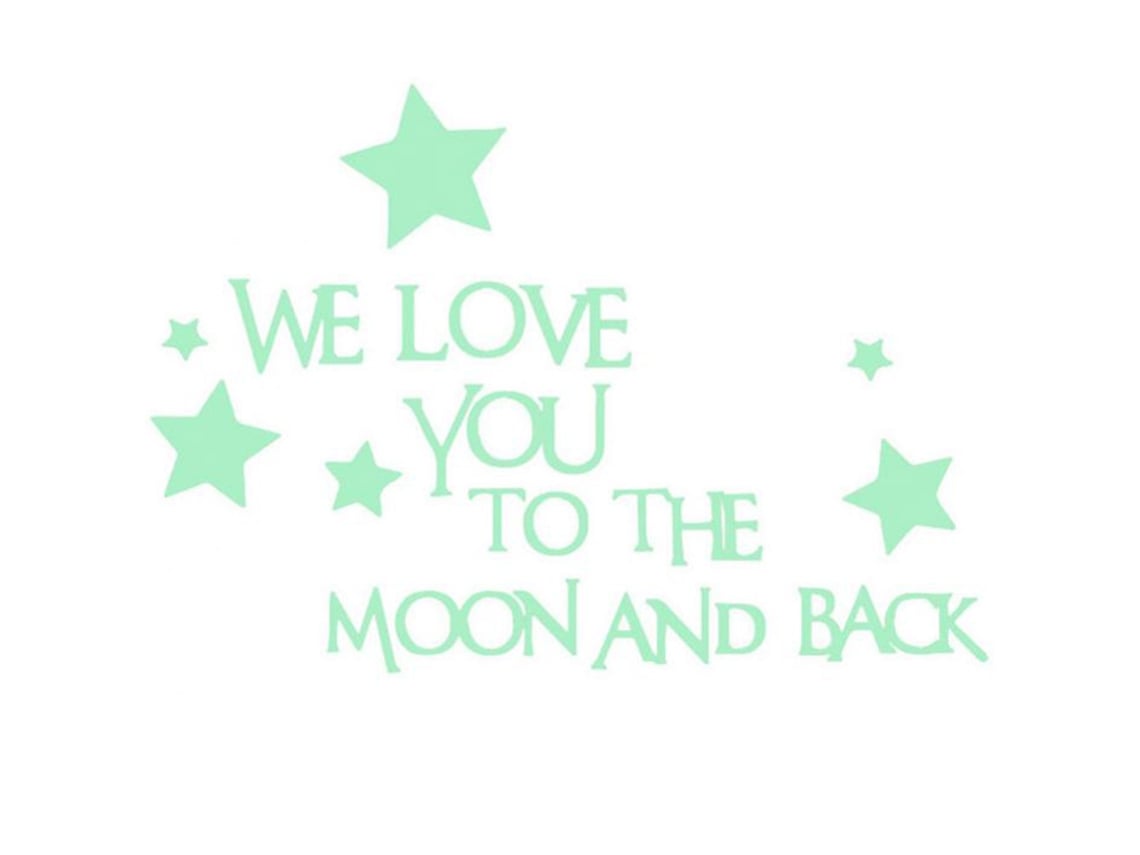Adhesivo Decorativo Luminoso "we Love You" Para Pared De Salón Y Dormitorio, Vinilo Verde, 6x35cm