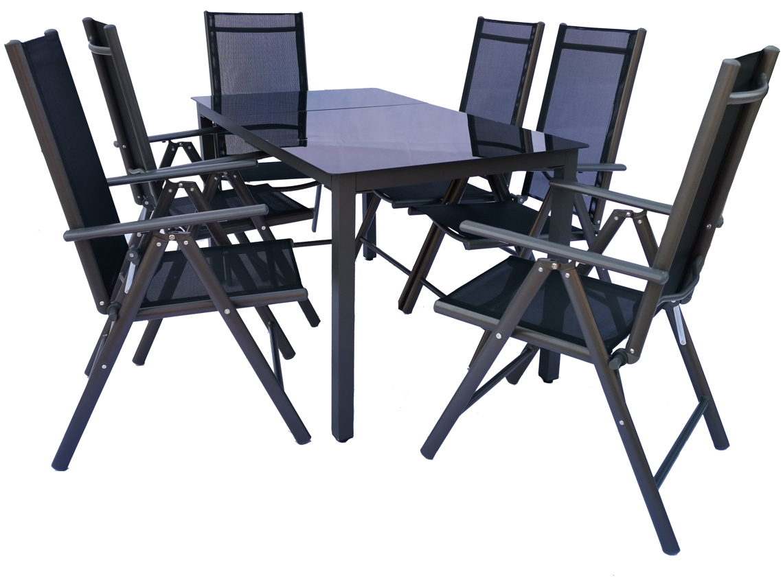 Conjunto de jardín de aluminio de 7 piezas, grupo de asientos 140 sw Vcm