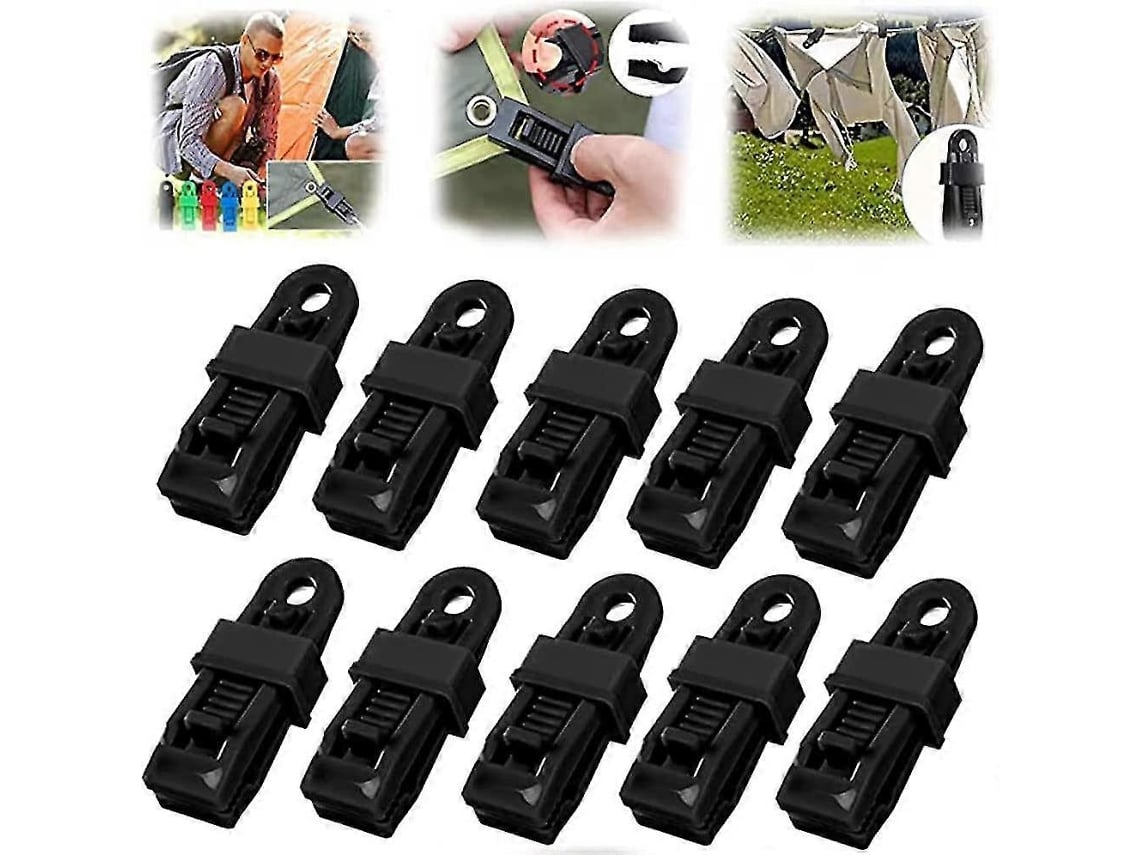 Rebe-pinzas Para Toldos De Alta Resistencia, 20 Piezas Resistentes Al Viento Con Pinzas De Barbilla Para Sostener Toldos Y Carpas Negro