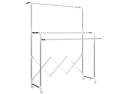 Tendedero de suelo plegable con 3 varillas ajustables, de acero inoxidable, con ruedas, ideal para interiores y exteriores. Mc Star