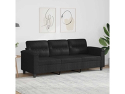 Sofá De 3 Plazas | Sofá De Salón | Sofá De Descanso De Tela De Microfibra Negro 180 Cm
