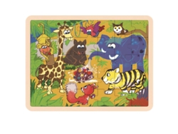 Rompecabezas educativo de madera TOPWRITE con motivos de la selva, 35 piezas con marco multicolor